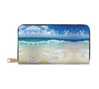 MLTRFGJ Moose Mountain Pine Tree Wilderness Portefeuille en cuir durable imprimé et tendance avec fermeture éclair sécurisée, Serene Coastal, Taille unique