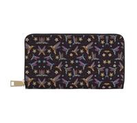MLTRFGJ Moose Mountain Pine Tree Wilderness Portefeuille en cuir durable imprimé et tendance avec fermeture éclair sécurisée, Broderie en forme de colibris, Taille unique