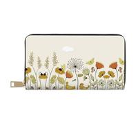 MLTRFGJ Moose Mountain Pine Tree Wilderness Portefeuille en cuir durable imprimé et tendance avec fermeture éclair sécurisée, Poule papillon volant parmi les fleurs, Taille unique