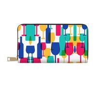 MLTRFGJ Moose Mountain Pine Tree Wilderness Portefeuille en cuir durable imprimé et tendance avec fermeture éclair sécurisée, Verres à cocktail et bouteilles de vin, Taille unique