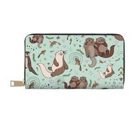 MLTRFGJ Moose Mountain Pine Tree Wilderness Portefeuille en cuir durable imprimé et tendance avec fermeture éclair sécurisée, Loutres, Taille unique