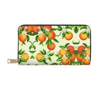 MLTRFGJ Moose Mountain Pine Tree Wilderness Portefeuille en cuir durable imprimé et tendance avec fermeture éclair sécurisée, Fleurs jaunes et orangers, Taille unique