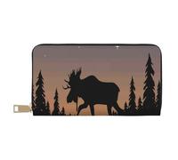MLTRFGJ Moose Mountain Pine Tree Wilderness Portefeuille en cuir durable imprimé et tendance avec fermeture éclair sécurisée, Moose Mountain Pin Wilderness, Taille unique