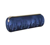 MLTRFGJ Night Skyline Trousse de rangement cylindrique en cuir imprimé pour un usage quotidien, doré, Taille unique, Pochette à monnaie