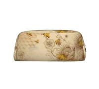 MLTRFGJ Rural Honey Bees Trousse multifonction en cuir avec fermeture éclair pour l'école, le bureau et les voyages, Argenté., Taille unique, Trousse de maquillage