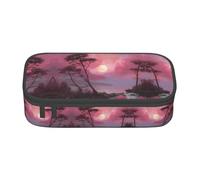 MLTRFGJ Sac à crayons portable de grande capacité imprimé rivière, convient pour l'école ou le bureau, Rose crépuscule, Taille unique, Trousse de maquillage