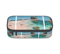 MLTRFGJ Sac à crayons portable de grande capacité imprimé rivière, convient pour l'école ou le bureau, Island Beach, Taille unique, Trousse de maquillage