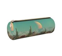 MLTRFGJ Sac de rangement cylindrique en cuir imprimé désert, convient pour un usage quotidien, doré, Taille unique, Pochette à monnaie