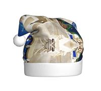 MLTRFGJ Santorini Chapeaux de Noël imprimés îles grecques avec vue sur la mer pour adultes, fournitures de fête pour Noël et Nouvel An