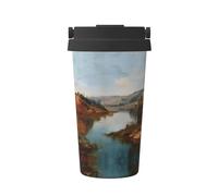 MLTRFGJ Tasse à café isotherme portable et imprimée paysage de lac, adaptée pour le bureau, les voyages et la voiture