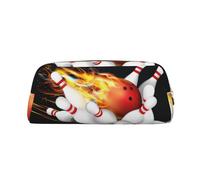 MLTRFGJ Trousse à crayons multifonction en cuir avec fermeture éclair et motif boule de bowling, convient pour l'école, le bureau et les voyages, doré, Taille unique, Trousse de maquillage