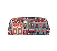 MLTRFGJ Trousse multifonction en cuir avec fermeture éclair et symboles de l'Angleterre, idéale pour l'école, le bureau et les voyages, doré, Taille unique, Trousse de maquillage