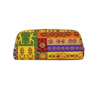 MLTRFGJ Trousse multifonction en cuir avec fermeture éclair - Motif national africain - Convient pour l'école, le bureau et les voyages, Argenté., Taille unique, Trousse de maquillage