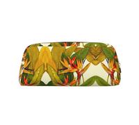 MLTRFGJ Trousse multifonction en cuir avec fermeture éclair Motif oiseau de paradis tropical, convient pour l'école, le bureau et les voyages, doré, Taille unique, Trousse de maquillage