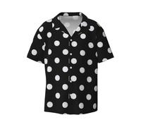 MLTRFGJ Twister Polka Dots Chemise à manches courtes pour homme Col Cubain Casual Imprimé Doux et respirant, Gros pois noirs et blancs., XL