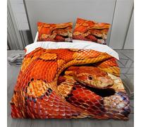 MLUNKQAIL Housse de Couette 140x200 Serpent des BléS Housse De Couette 3D Imprimé Python Marron Moderne Ensemblede Literie Fermeture À Glissière avec 2 Taie d'oreiller 65x65 cm