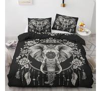 MLUNKQAIL Housse de Couette 200x200 éLéPhant, Parure de Lit Attrape-RêVes, Sets de Housses de Couettes 3 Pièces Microfibre avec Fermeture Éclair et 2 Taies d'oreiller 65x65 cm