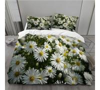 MLUNKQAIL Housse de Couette 200x200 Marguerite Parure de Lit 2 Personnes Fleurs Housses de Couettes Imprimée en Microfibre avec 2 Taie d'oreiller 65x65 avec Fermeture éclair