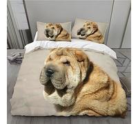 MLUNKQAIL Housse de Couette 200x200 Shar Peï, Parure de Lit Kaki, Sets de Housses de Couettes 3 Pièces Microfibre avec Fermeture Éclair et 2 Taies d'oreiller 65x65 cm