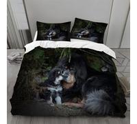 MLUNKQAIL Housse de Couette 240x260 Pin, Parure de Lit Dogue du Tibet, Sets de Housses de Couettes 3 Pièces Microfibre avec Fermeture Éclair et 2 Taies d'oreiller 65x65 cm