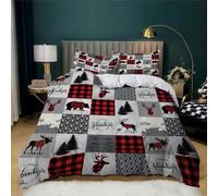 MLUNKQAIL Housse de Couette 240x260 Plaid De Wapiti, Parure de Lit NoëL, Sets de Housses de Couettes 3 Pièces Microfibre avec Fermeture Éclair et 2 Taies d'oreiller 65x65 cm