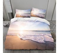 MLUNKQAIL Parure de Lit 140x200 Bord De Mer Sets de Housses de Couettes LumièRe du Soleil Housse de Couette 3 Pièces Microfibre avec Fermeture Éclair et 2 Taies d'oreiller 65x65 cm