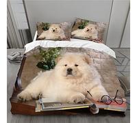 MLUNKQAIL Parure de Lit 140x200 Chow Chow Sets de Housses de Couettes Kaki Housse de Couette 3 Pièces Microfibre avec Fermeture Éclair et 2 Taies d'oreiller 65x65 cm