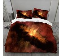 MLUNKQAIL Parure de Lit 140x200 Rouge-Marron Sets de Housses de Couettes Flamme Housse de Couette 3 Pièces Microfibre avec Fermeture Éclair et 2 Taies d'oreiller 65x65 cm