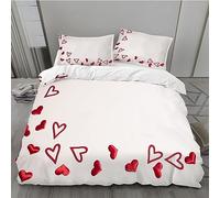 MLUNKQAIL Parure de Lit 220x240 Blanc Sets de Housses de Couettes CœUr Housse de Couette 3 Pièces Microfibre avec Fermeture Éclair et 2 Taies d'oreiller 65x65 cm