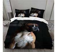 MLUNKQAIL Parure de Lit 220x240 Noir Sets de Housses de Couettes Chien Boxeur Housse de Couette 3 Pièces Microfibre avec Fermeture Éclair et 2 Taies d'oreiller 65x65 cm