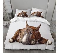 MLUNKQAIL Parure de Lit 240x260 Bull Terrier Sets de Housses de Couettes Blanc Housse de Couette 3 Pièces Microfibre avec Fermeture Éclair et 2 Taies d'oreiller 65x65 cm