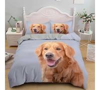 MLUNKQAIL Parure de Lit 90x190 Golden Retriever Sets de Housses de Couettes Retriever Housse de Couette 3 Pièces Microfibre avec Fermeture Éclair et 2 Taies d'oreiller 65x65 cm