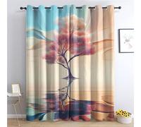 MLUNKQAIL Rideaux Occultant DéSert Rideau Arbre Rideaux Anti Bruit, Rideau Thermique Isolant Anti Froid et Chaleur, Facile à Installer 2xL140xH225 cm