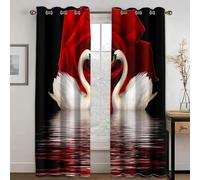 MLUNKQAIL Rideaux Occultant Rose Rouge Rideau Cygne Rideaux Anti Bruit, Rideau Thermique Isolant Anti Froid et Chaleur, Facile à Installer 2xL140xH225 cm