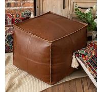 MLUPODY Pouf carré - Repose-pieds en simili cuir, design écologique, 45 cm, matériau PU durable, parfait pour le salon et la chambre (marron)