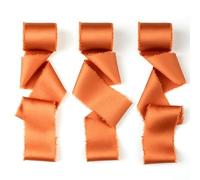 Mlurcu Ruban de satin de soie orange brûlé terre cuite de 3,8 cm x 20,9 m fait à la main pour bouquet de fleurs, emballage cadeau, invitation de mariage, loisirs créatifs