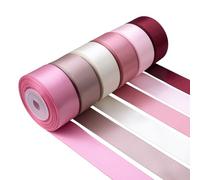 Mlurcu Ruban de satin rose poudré rose poudré de 2,5 cm de large, couleur unie assortie, ruban de satin double face pour mariage, bouquet de fleurs, emballage cadeau, nœuds pour cheveux, travaux
