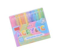 MLWSKERTY 12-Color Acrylic Paint Marker Pen Brush Tip For Card Making Scrapbooking On Paper Fabric Canvas Wood Glass Ceramic Color Markers Set
