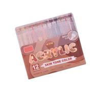 MLWSKERTY 12-Color Acrylic Paint Marker Pen Brush Tip For Card Making Scrapbooking On Paper Fabric Canvas Wood Glass Ceramic Color Markers Set
