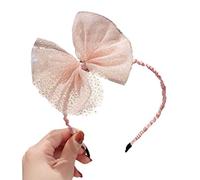 MLWSKERTY Bandeau princesse en dentelle à paillettes pour enfants et filles, grand nœud en maille, pour anniversaire, festival, coiffe bandana