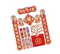MLWSKERTY Complete Chinese New Year Decoration Bundles for 2026 Horse Year Includes Couplets and Lucky Characters Festival Home Decors Horse Festival Decors