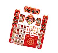 MLWSKERTY Complete Chinese New Year Decoration Bundles for 2026 Horse Year Includes Couplets and Lucky Characters Festival Home Decors Horse Festival Decors