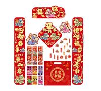MLWSKERTY Complete Chinese New Year Decoration Bundles for 2026 Horse Year Includes Couplets and Lucky Characters Festival Home Decors Horse Festival Decors