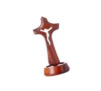 MLWSKERTY Crucifix sculpté creux en bois, croix debout avec base magnétique, centre de table d ' religieux, ornement pour la maison, l ' église, ornement religieux