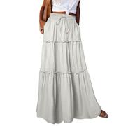 MLWSKERTY Jupes Maxi pour Femmes à Plusieurs Niveaux Une Ligne Longue élastique Haute balançoire décontractée Jupe Maxi pour Femmes Une Ligne à Plusieurs Niveaux