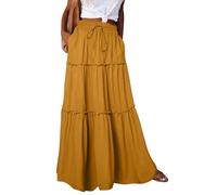 MLWSKERTY Jupes Maxi pour Femmes à Plusieurs Niveaux Une Ligne Longue élastique Haute balançoire décontractée Jupe Maxi pour Femmes Une Ligne à Plusieurs Niveaux