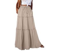 MLWSKERTY Jupes Maxi pour Femmes à Plusieurs Niveaux Une Ligne Longue élastique Haute balançoire décontractée Jupe Maxi pour Femmes Une Ligne à Plusieurs Niveaux