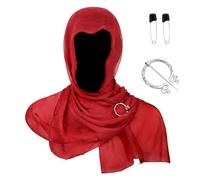MLWSKERTY Renaissances Vikingly Pearls Chiffons Hooded Scarf Shawl Adjustable Medieval Costume Accessory For Role Play Parties Victorian Gothic Attires
