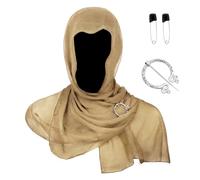 MLWSKERTY Renaissances Vikingly Pearls Chiffons Hooded Scarf Shawl Adjustable Medieval Costume Accessory For Role Play Parties Victorian Gothic Attires