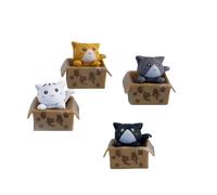 MLWSKERTY Set of 4 Elegant Cats Figurine with Basket Plastic Miniature Kitten Ornaments Desk Shelf Decorative Accent Colorful Cats Figurine for Kids Room